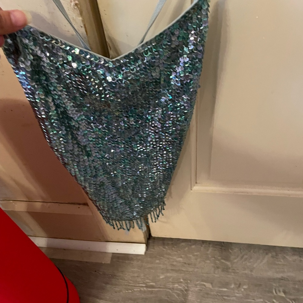 Mermaid backless sequin top with fringe bottom